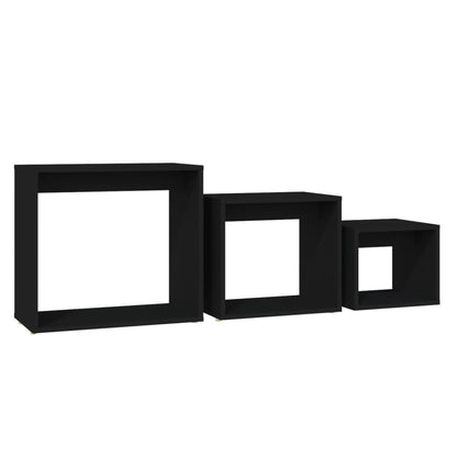 Tavolini Impilabili 3 pz Neri in Truciolato - homemem39