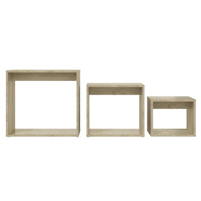 Tavolini Impilabili 3 pz Rovere Sonoma in Legno Multistrato