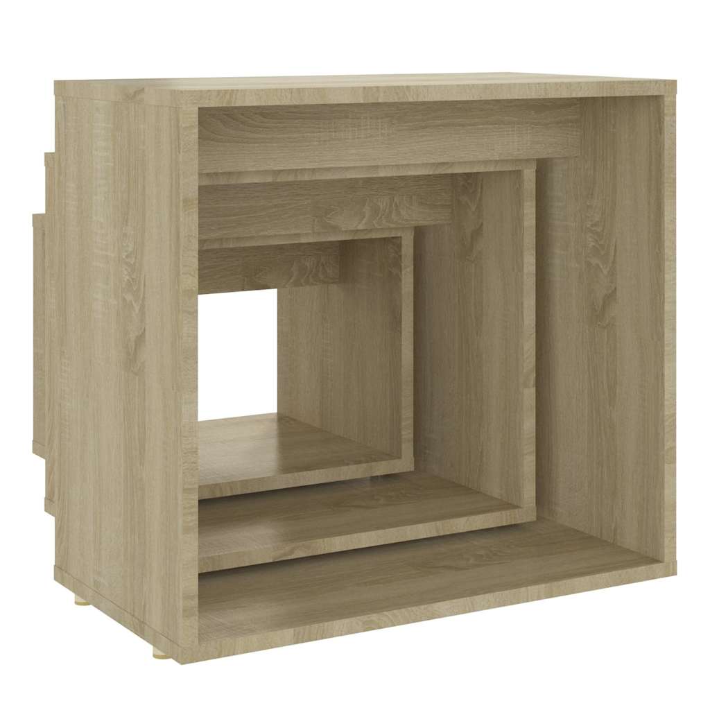 Tavolini Impilabili 3 pz Rovere Sonoma in Legno Multistrato