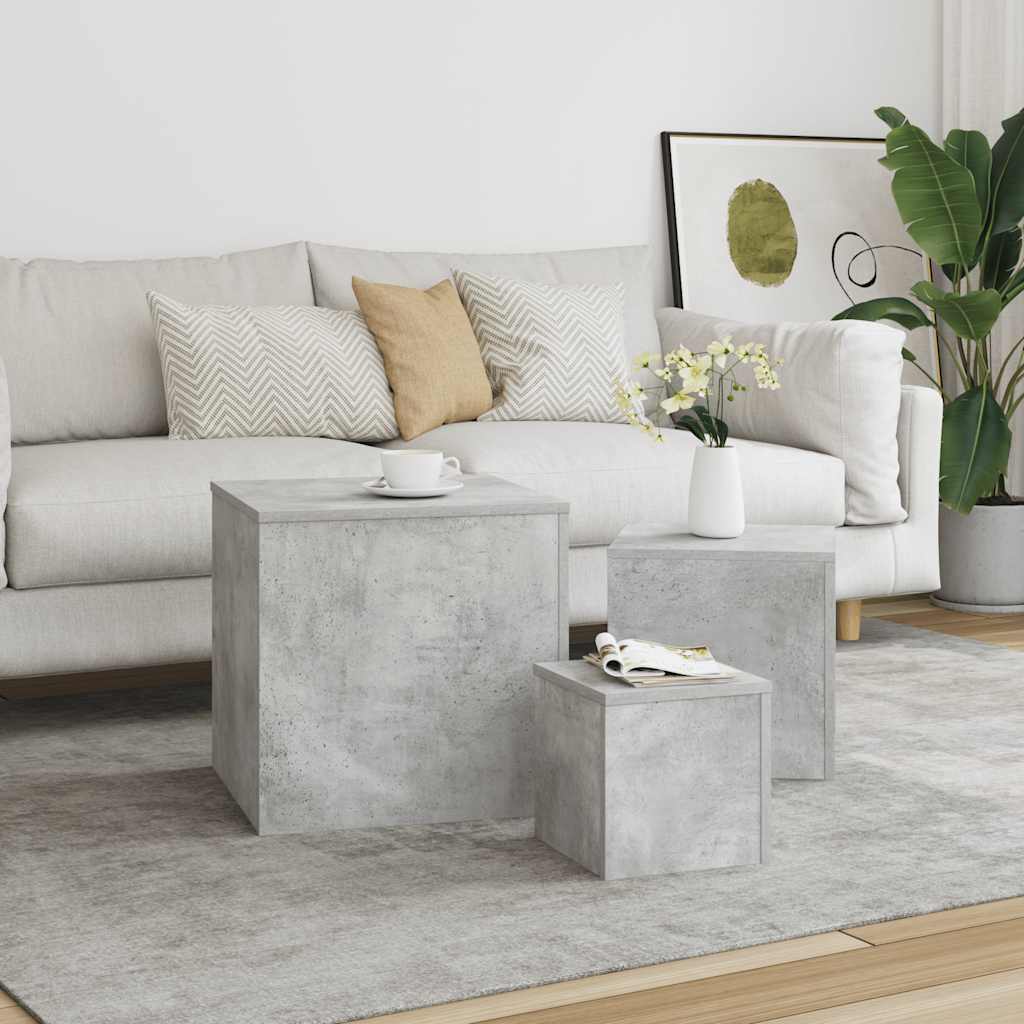 Tavolini 3 pz Grigio Cemento in Truciolato | homemem39
