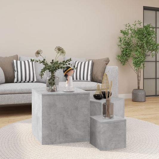 Tavolini 3 pz Grigio Cemento in Truciolato - homemem39