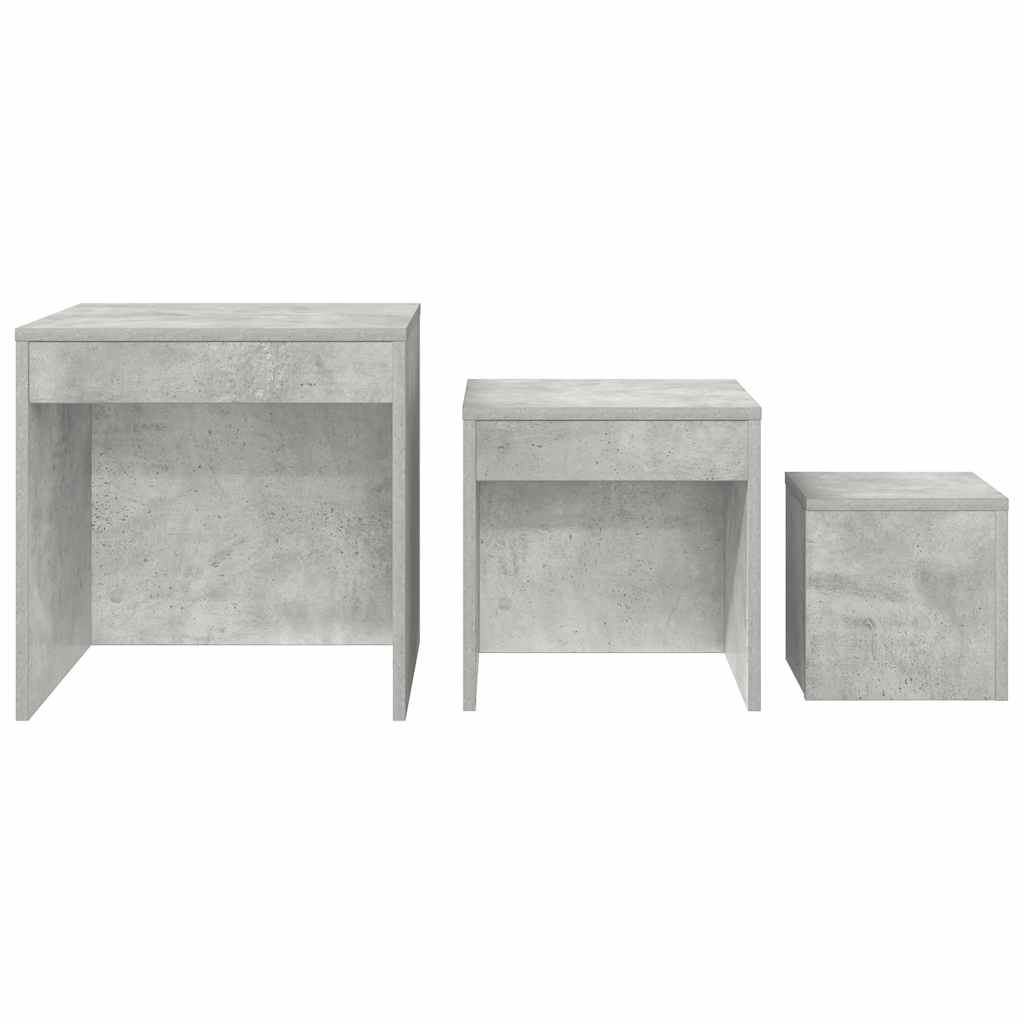 Tavolini Impilabili 3 pz Grigio Cemento in Truciolato - homemem39