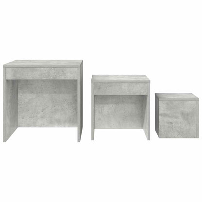 Tavolini Impilabili 3 pz Grigio Cemento in Truciolato - homemem39
