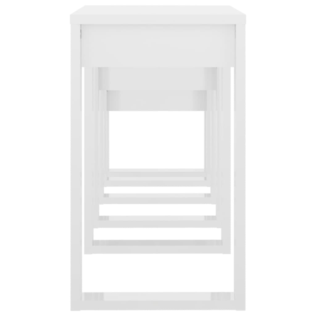 Tavolini Impilabili 3 pz Bianco Lucido in Legno Multistrato - homemem39