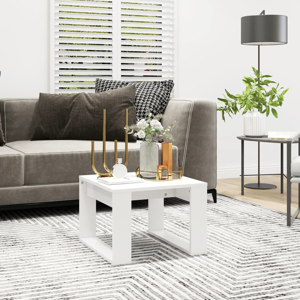 Tavolino Bianco 50x30x50 cm in Legno Multistrato | homemem39