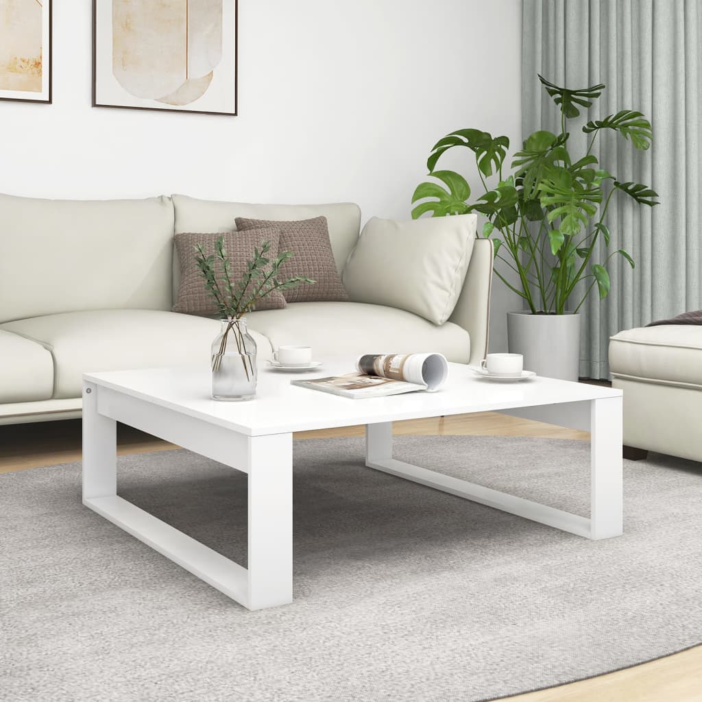 Tavolino da Salotto Bianco 100x100x35 cm in Legno Multistrato | homemem39
