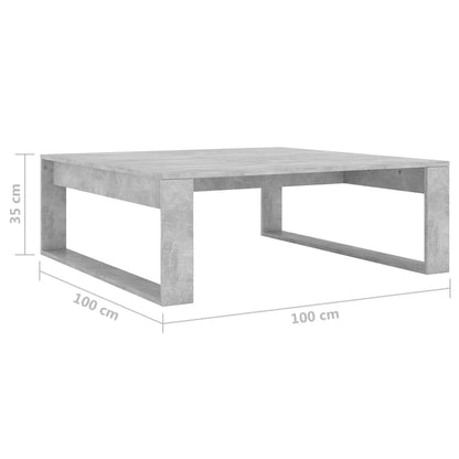 Tavolino da Salotto Grigio Cemento 100x100x35 cm Truciolato | homemem39