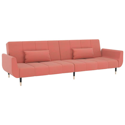 Divano Letto a 2 Posti con 2 Cuscini Rosa in Velluto | homemem39