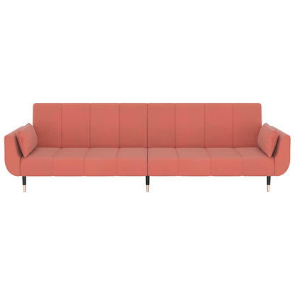 Divano Letto a 2 Posti con 2 Cuscini Rosa in Velluto | homemem39