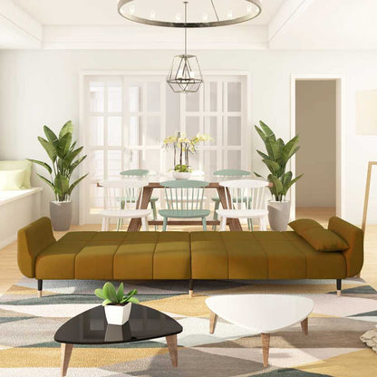 Divano Letto a 2 Posti con 2 Cuscini Marrone in Velluto - homemem39