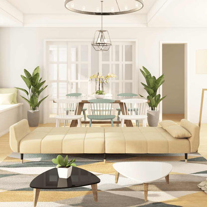 Divano Letto a 2 Posti con 2 Cuscini Crema in Velluto - homemem39