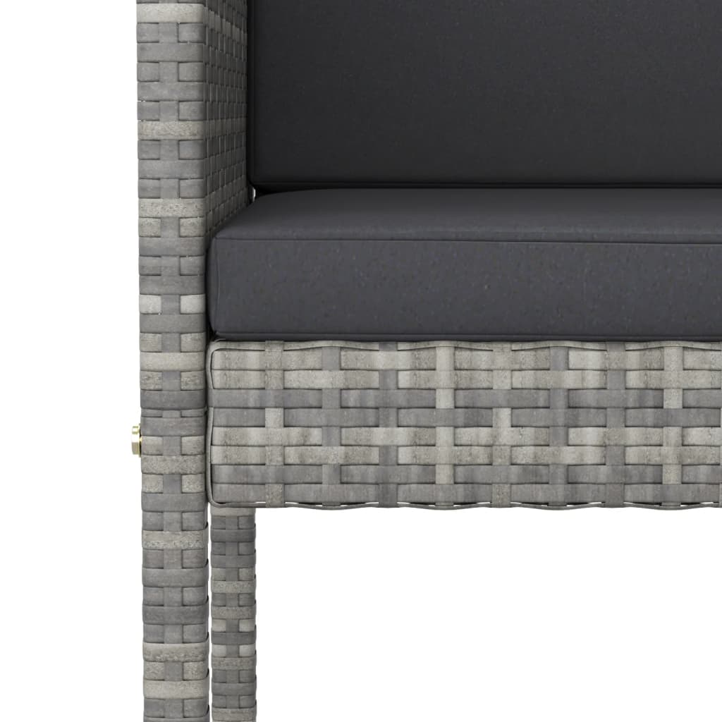 Sgabelli da Bar 2 pz con Cuscini Grigi in Polyrattan - homemem39