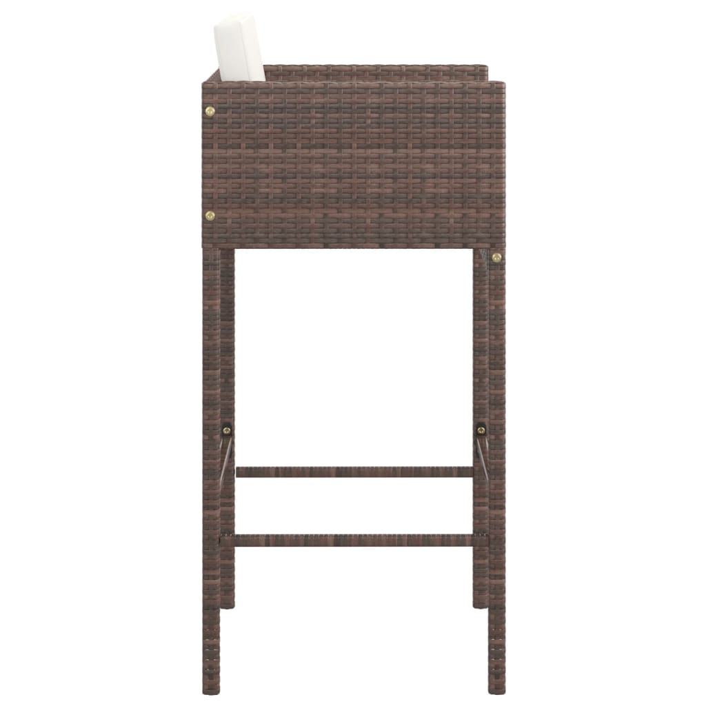 Sgabelli da Bar 4 pz con Cuscini Marroni in Polyrattan - homemem39