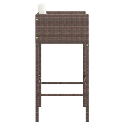 Sgabelli da Bar 4 pz con Cuscini Marroni in Polyrattan - homemem39
