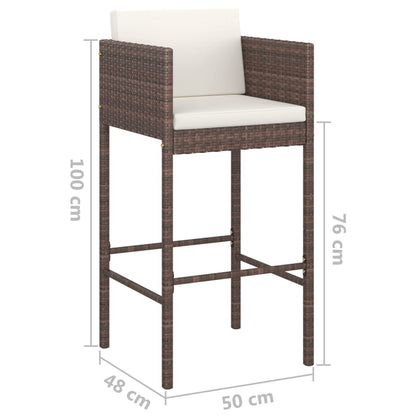Sgabelli da Bar 4 pz con Cuscini Marroni in Polyrattan - homemem39