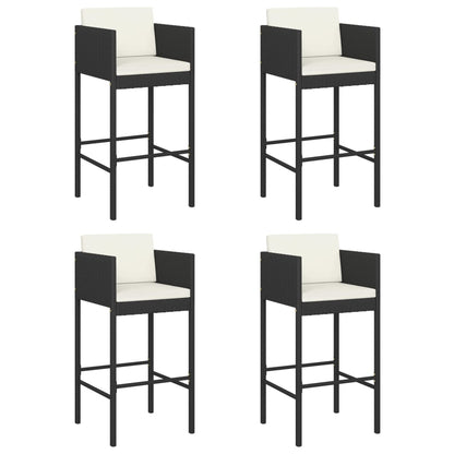 Sgabelli da Bar 4 pz con Cuscini Neri in Polyrattan - homemem39