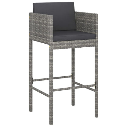 Sgabelli da Bar 4 pz con Cuscini Grigi in Polyrattan - homemem39