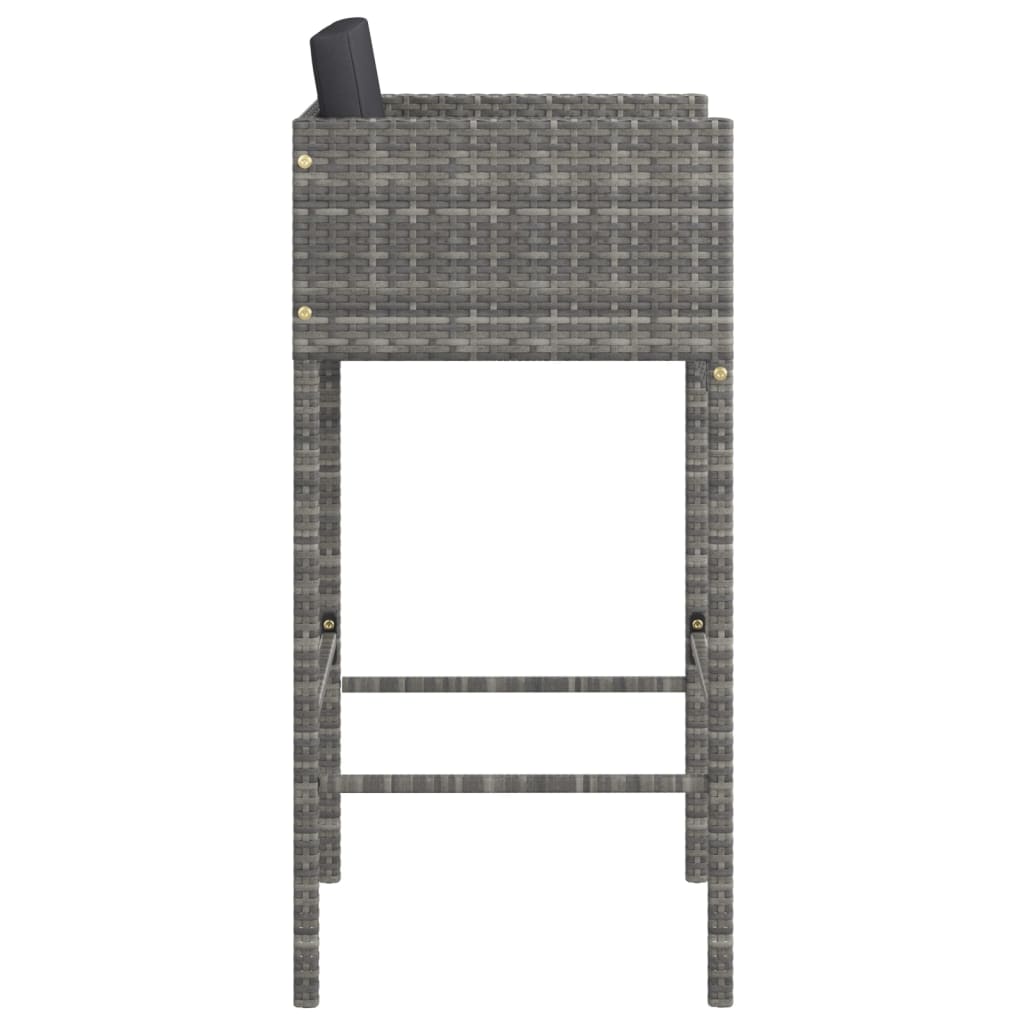 Sgabelli da Bar 4 pz con Cuscini Grigi in Polyrattan - homemem39