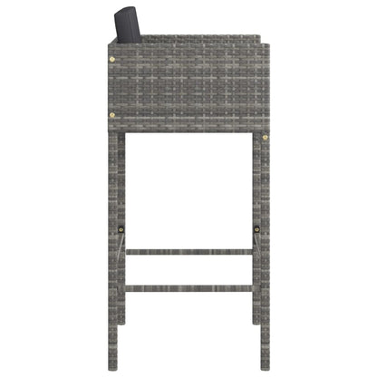 Sgabelli da Bar 4 pz con Cuscini Grigi in Polyrattan - homemem39