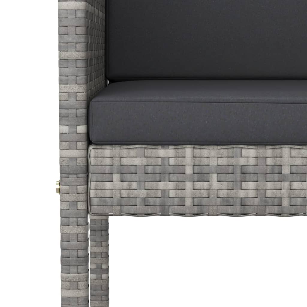 Sgabelli da Bar 4 pz con Cuscini Grigi in Polyrattan - homemem39