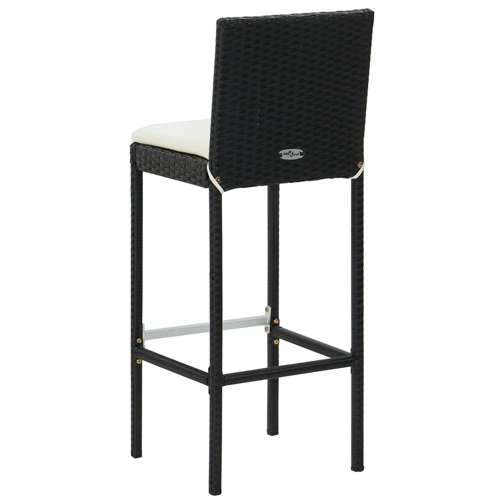 Sgabelli da Bar con Cuscini 4 pz Neri in Polyrattan - homemem39