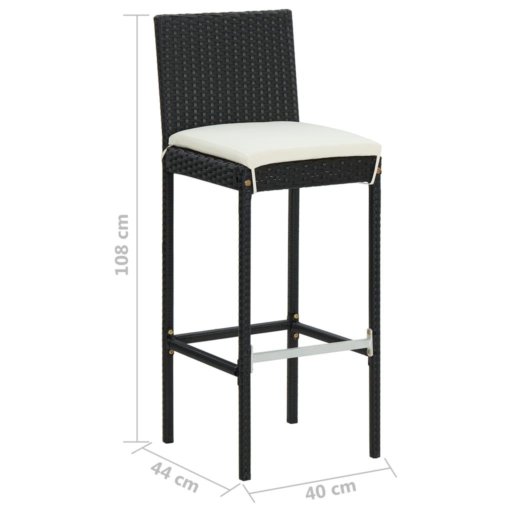 Sgabelli da Bar con Cuscini 4 pz Neri in Polyrattan - homemem39