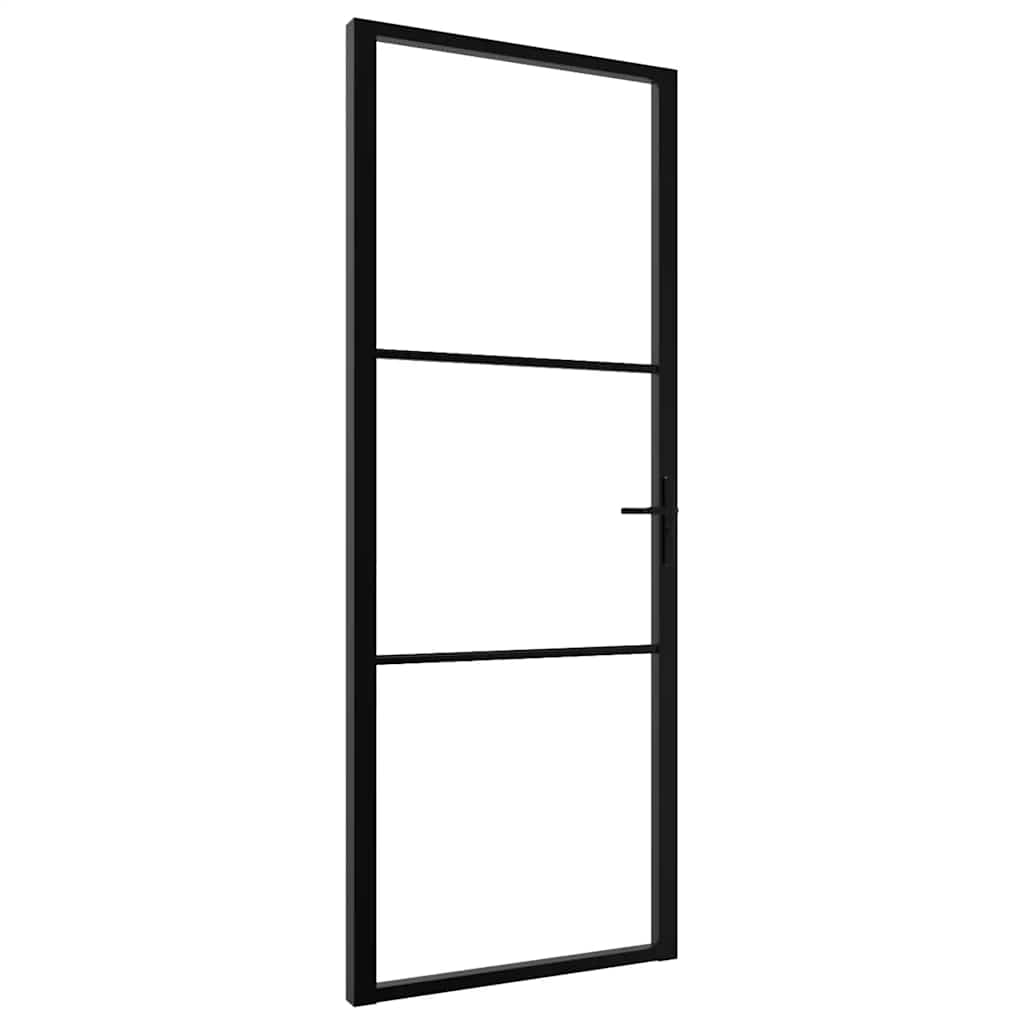 Porta da Interno ESG Vetro e Alluminio 76x201,5 cm Nera