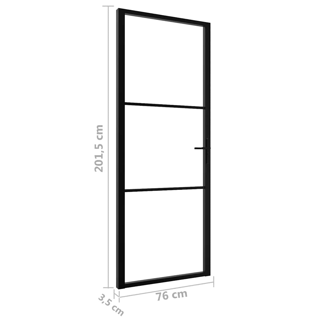 Porta da Interno ESG Vetro e Alluminio 76x201,5 cm Nera | homemem39