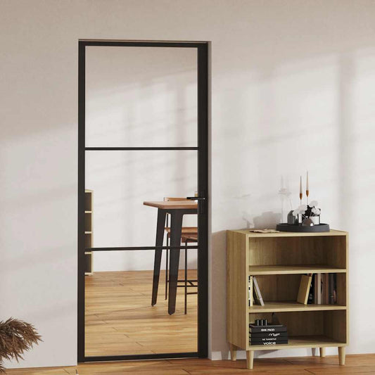 Porta da Interno ESG Vetro e Alluminio 83x201,5 cm Nera - homemem39
