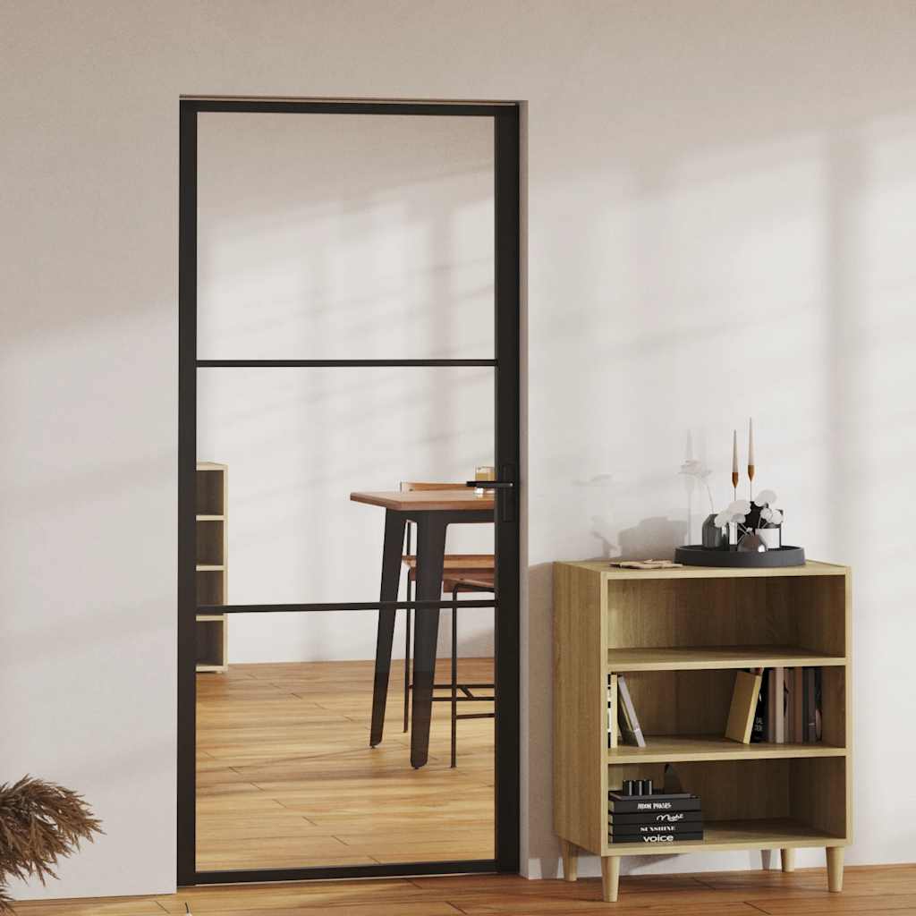 Porta da Interno ESG Vetro e Alluminio 93x201,5 cm Nera | homemem39