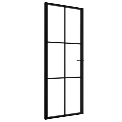Porta da Interno ESG Vetro e Alluminio 76x201,5 cm Nera - homemem39