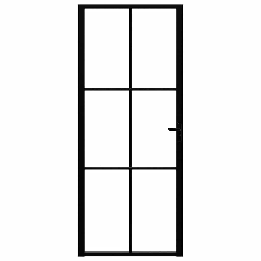 Porta da Interno ESG Vetro e Alluminio 83x201,5 cm Nera | homemem39