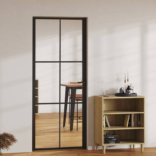 Porta da Interno ESG Vetro e Alluminio 83x201,5 cm Nera - homemem39