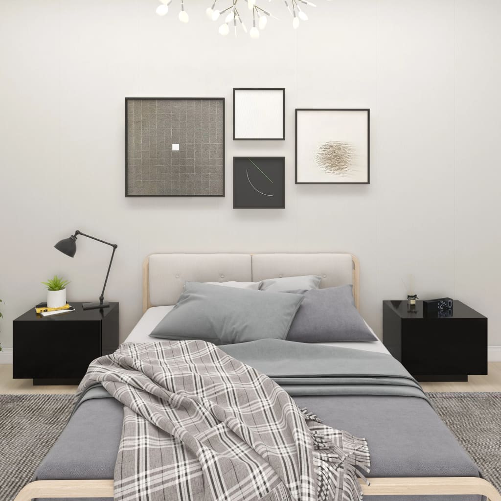 Comodino Nero 100x35x40 cm in Legno Multistrato - homemem39