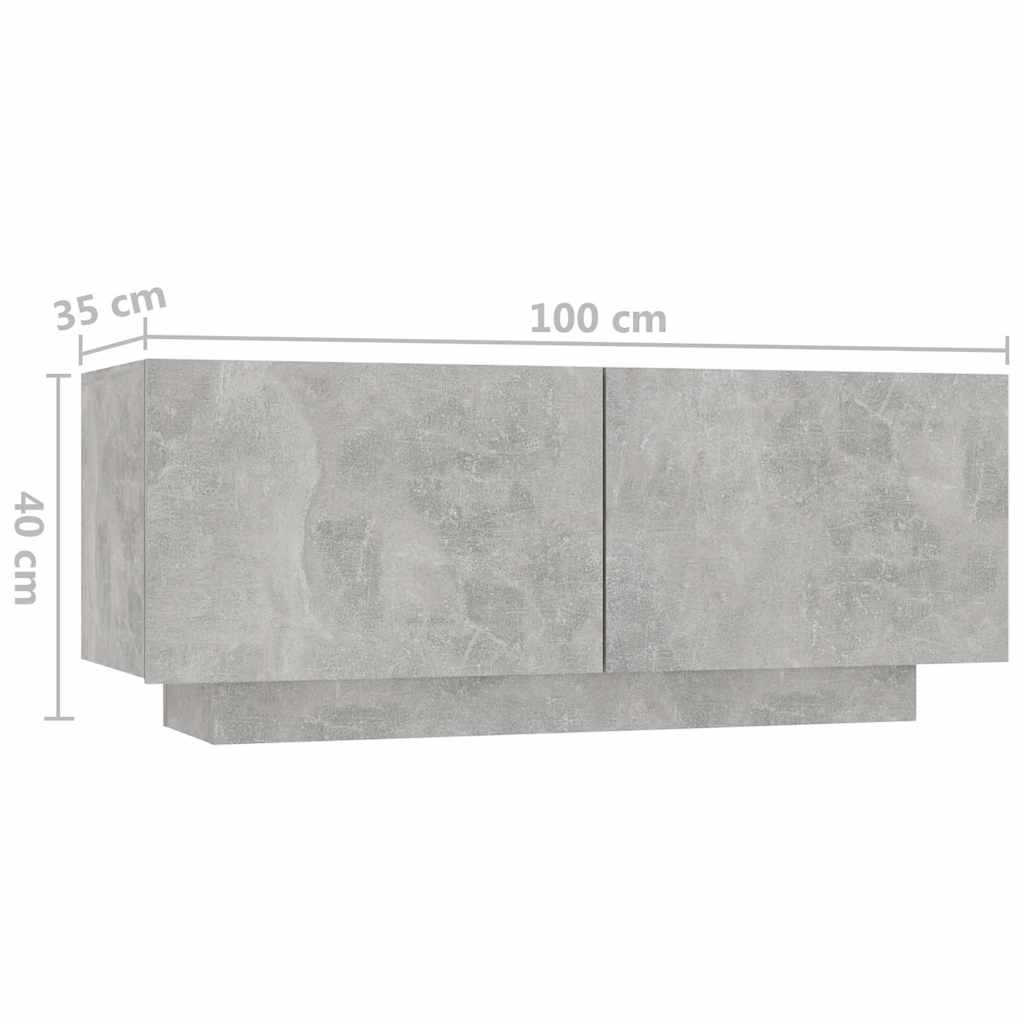 Comodino Grigio Cemento 100x35x40 cm in Legno Multistrato
