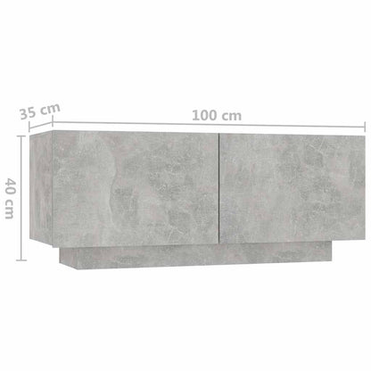 Comodino Grigio Cemento 100x35x40 cm in Legno Multistrato