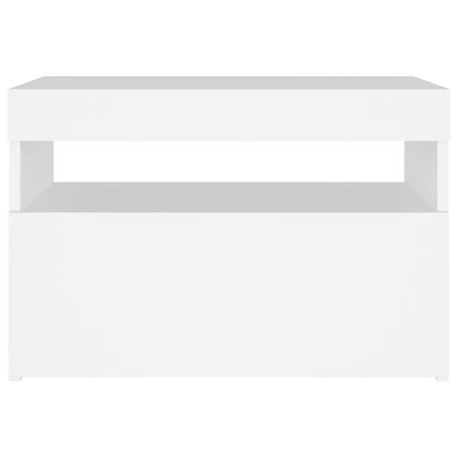 Comodino e Luci LED Bianco 60x35x40 cm in Legno Multistrato - homemem39