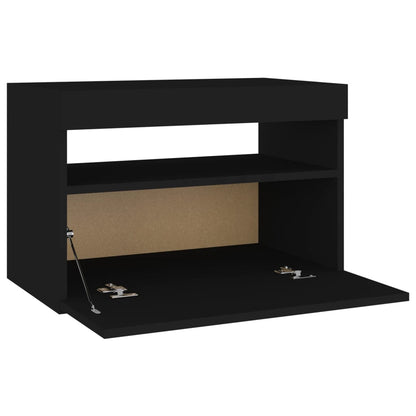 Comodino con Luci LED Nero 60x35x40 cm in Legno Multistrato - homemem39