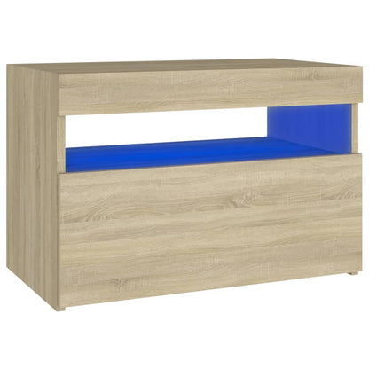 Comodino con Luci LED Sonoma 60x35x40 cm in Legno Multistrato - homemem39