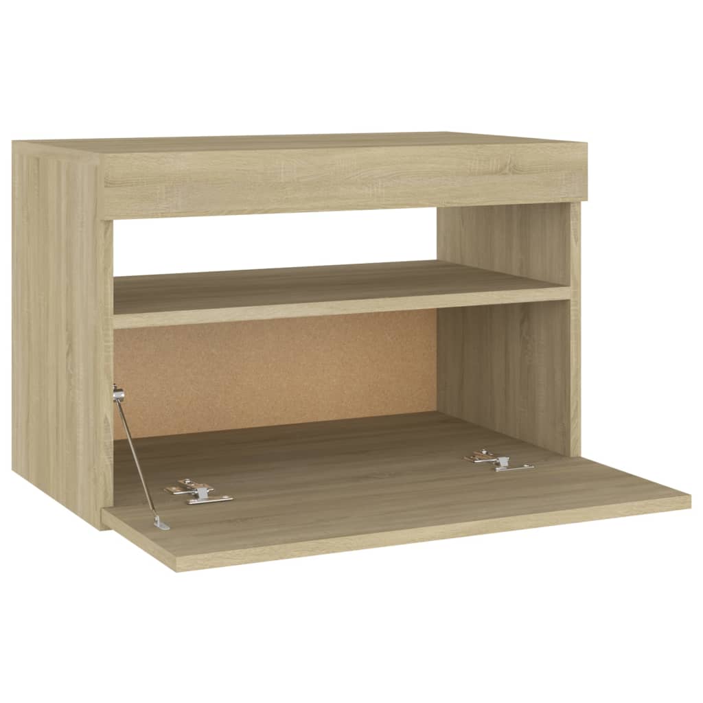 Comodino con Luci LED Sonoma 60x35x40 cm in Legno Multistrato - homemem39