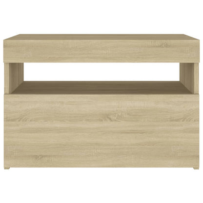 Comodini con Luci LED 2 pz Rovere Sonoma 60x35x40 cm