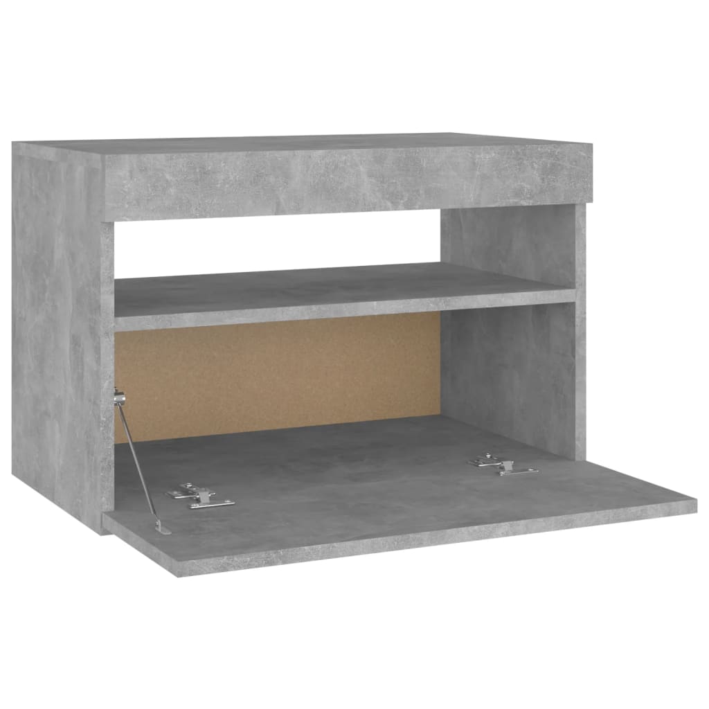 Comodino con Luci LED Grigio Cemento 60x35x40 cm - homemem39