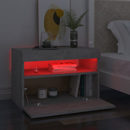Comodini con Luci LED 2 pz Grigio Cemento 60x35x40 cm - homemem39
