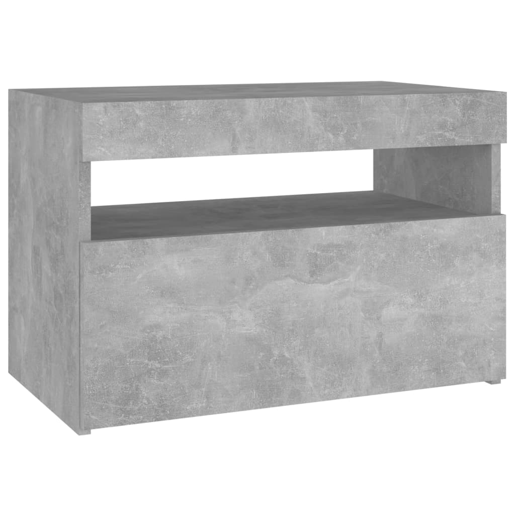 Comodini con Luci LED 2 pz Grigio Cemento 60x35x40 cm - homemem39