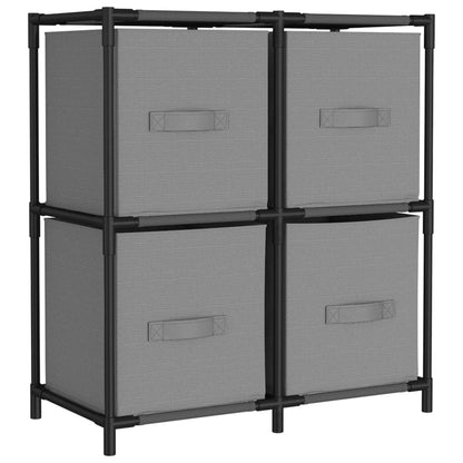 Armadietto con 4 Cesti in Tessuto Grigio 63x30x71 cm Acciaio | homemem39