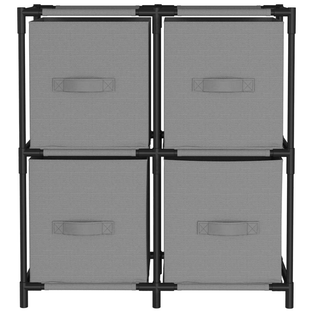 Armadietto con 4 Cesti in Tessuto Grigio 63x30x71 cm Acciaio | homemem39