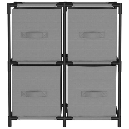Armadietto con 4 Cesti in Tessuto Grigio 63x30x71 cm Acciaio | homemem39