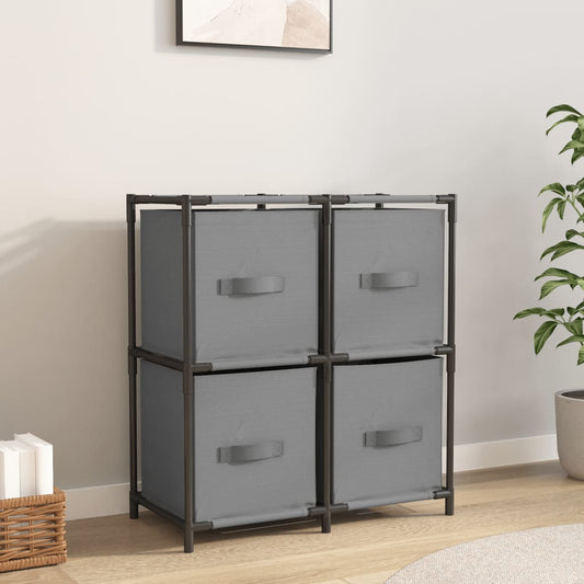 Armadietto con 4 Cesti in Tessuto Grigio 63x30x71 cm Acciaio | homemem39