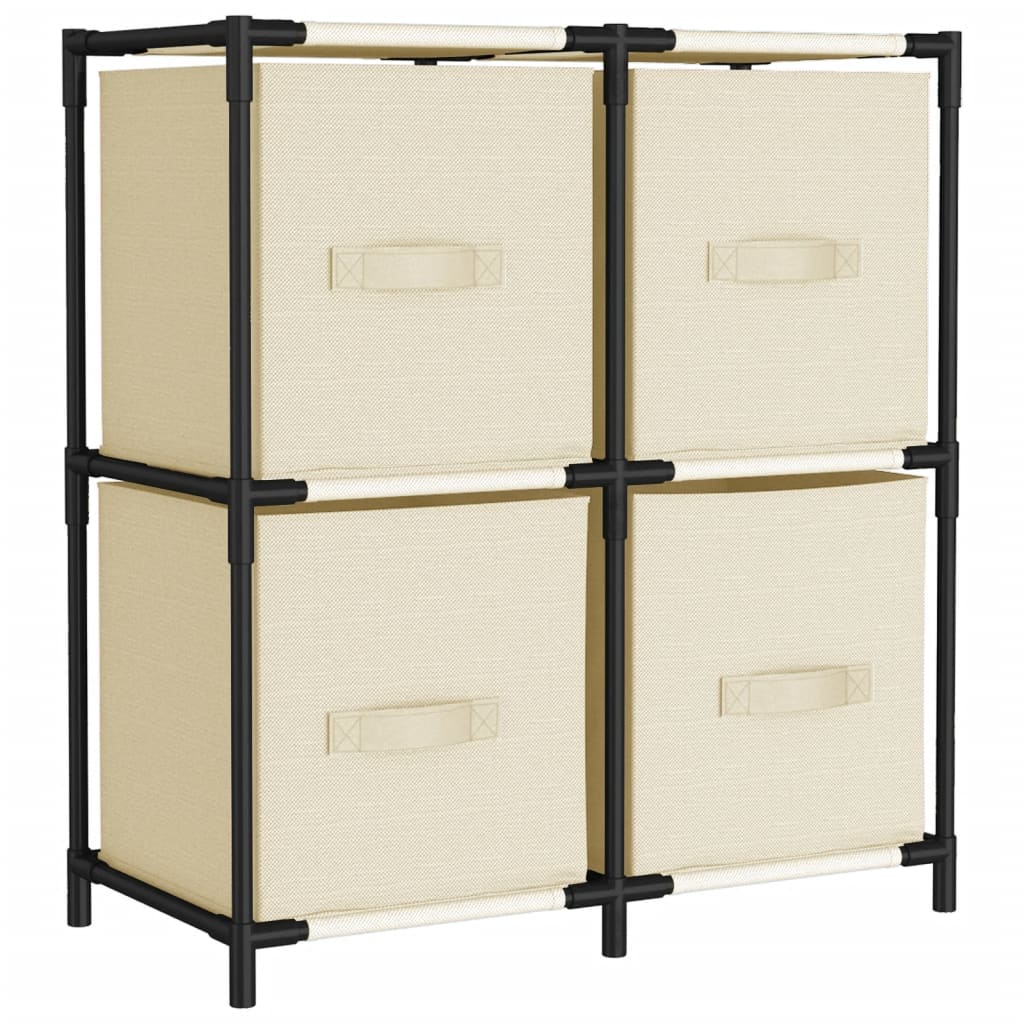 Armadietto con 4 Cesti in Tessuto Crema 63x30x71 cm Acciaio | homemem39