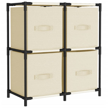 Armadietto con 4 Cesti in Tessuto Crema 63x30x71 cm Acciaio | homemem39